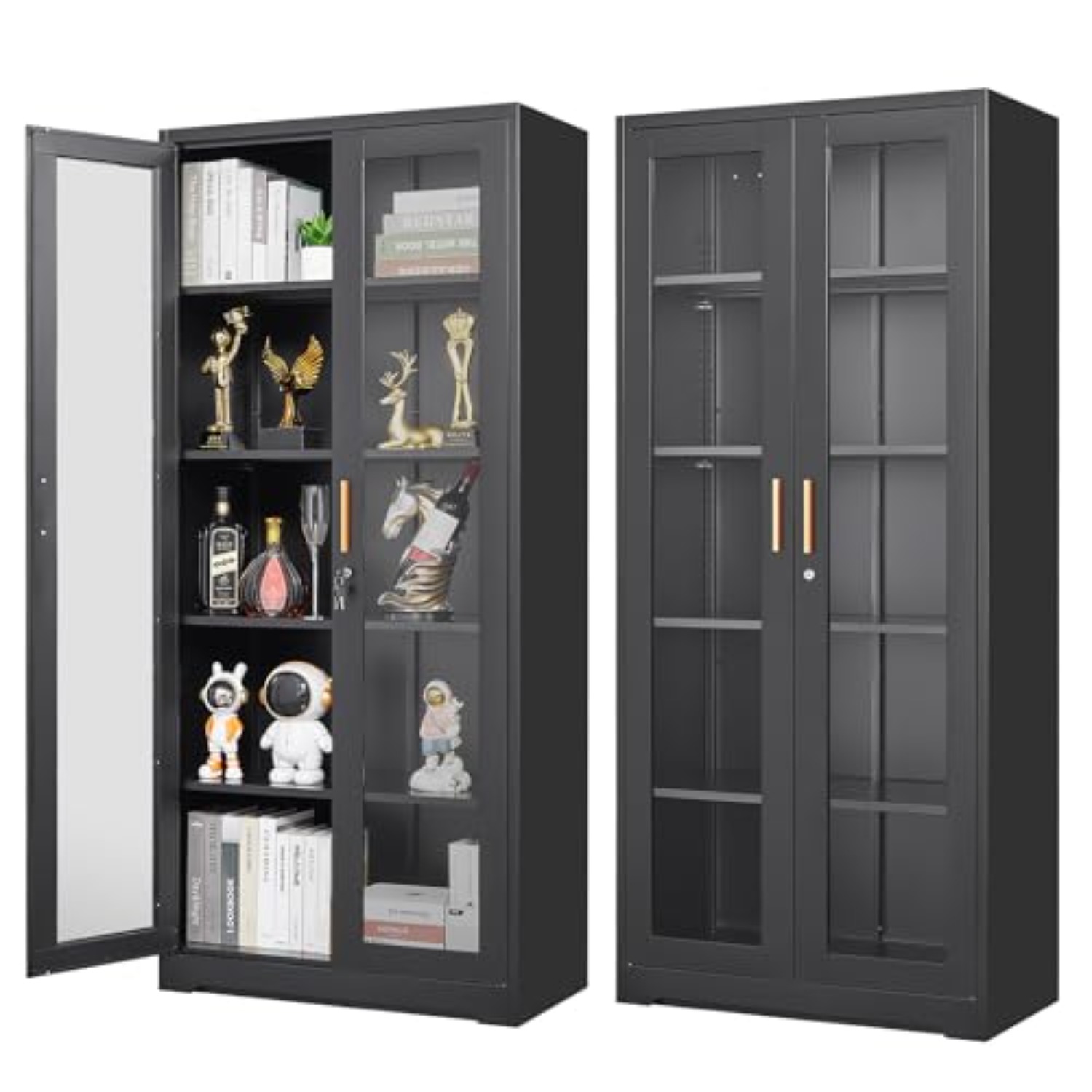 Glass Cabinet Display - Vitrina de Exhibición de Metal Negro
