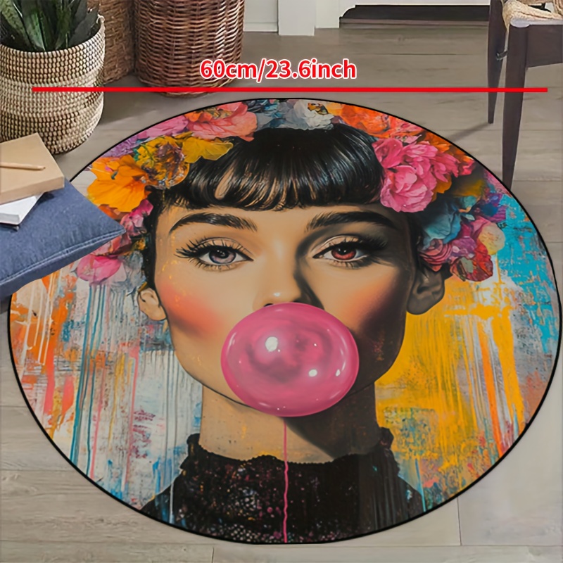 Bubble Gum Machine - Alfombra Redonda con Diseño de Mujer