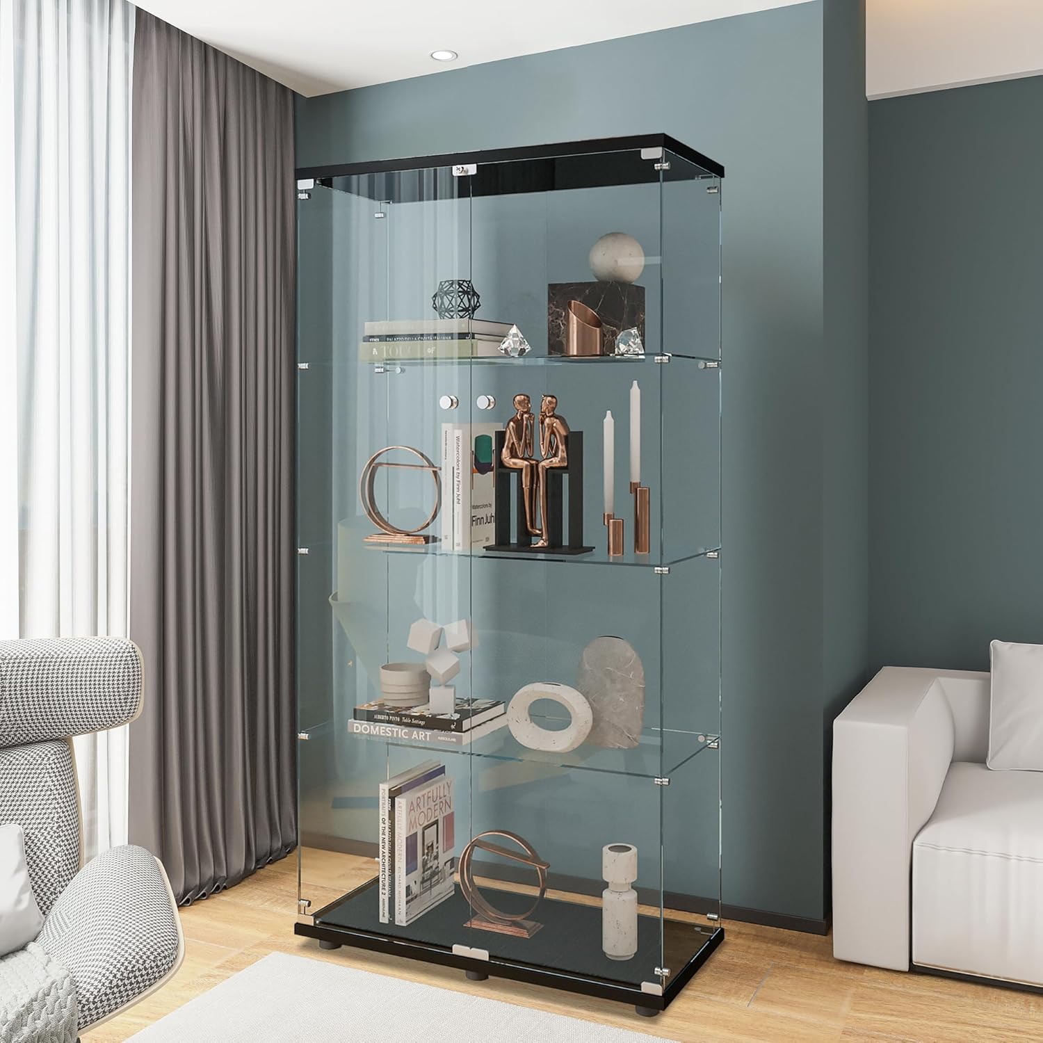 Glass Cabinet Display - Vitrina de Vidrio con 4 Estantes
