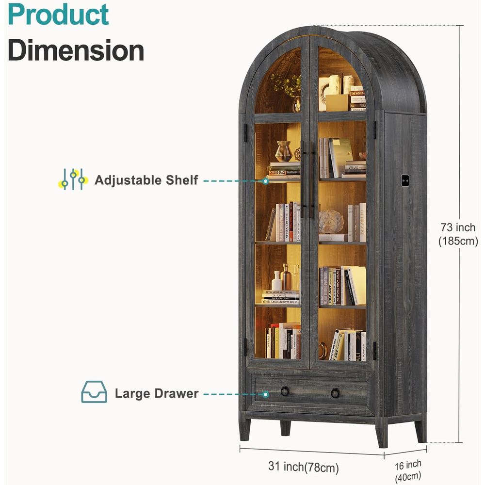 Vitrina de Vidrio Arqueado de  - Glass Cabinet Display reseña y precio