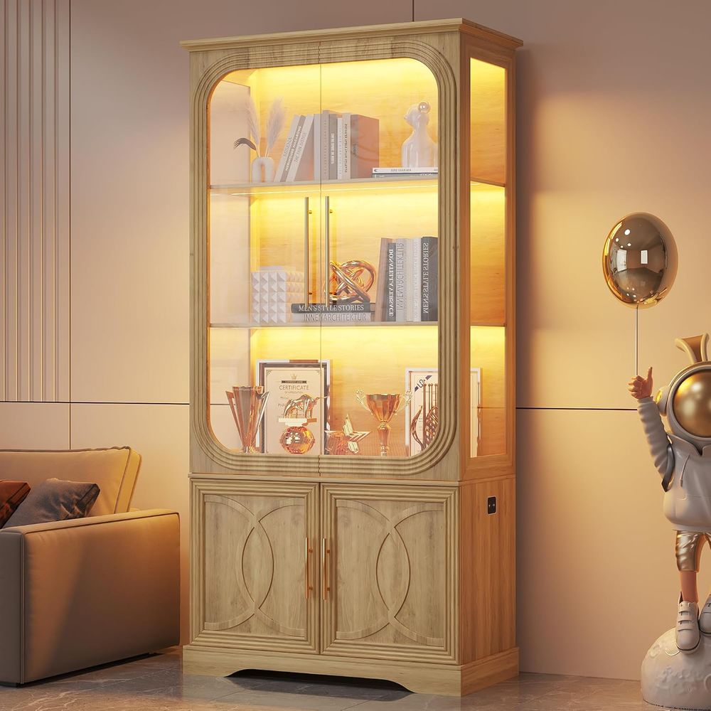 Vitrina de Vidrio con Iluminac - Glass Cabinet Display reseña y precio