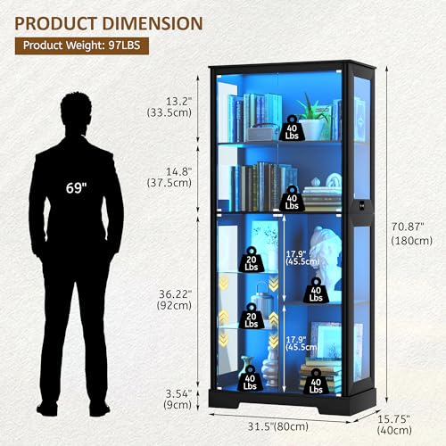 Vitrina de Vidrio de 71” con L - Glass Cabinet Display reseña y precio