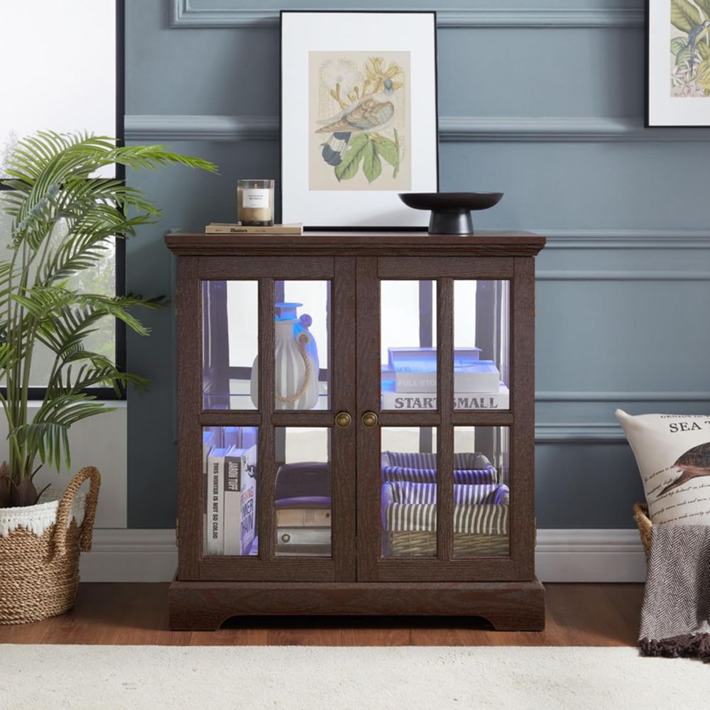 Vitrina con 32 luces LED de al - Glass Cabinet Display reseña y precio