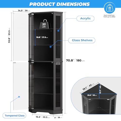 Vitrina Esquinera de 71 Pulgad - Glass Cabinet Display reseña y precio
