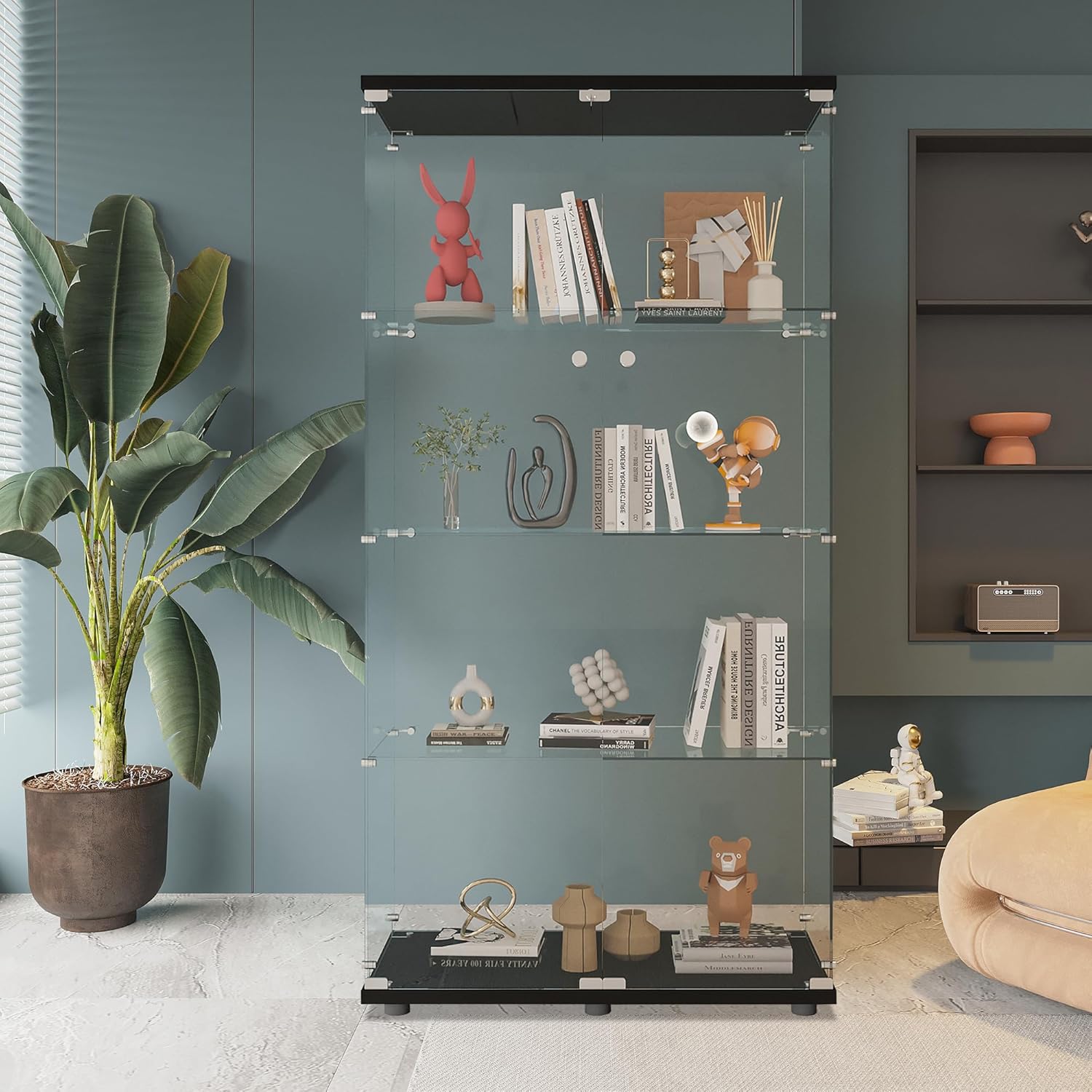 Vitrina de Vidrio con 4 Estant - Glass Cabinet Display reseña y precio