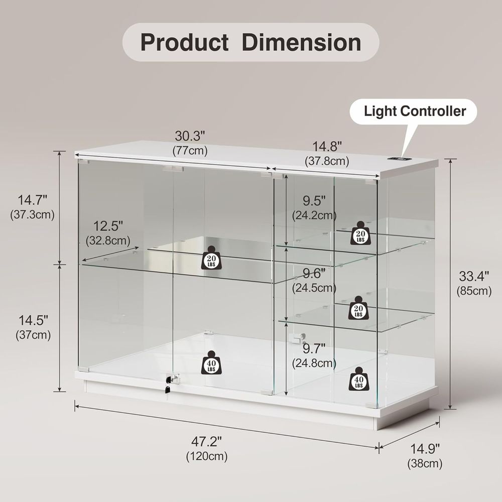 Vitrina de Vidrio Blanco de Al - Glass Cabinet Display reseña y precio