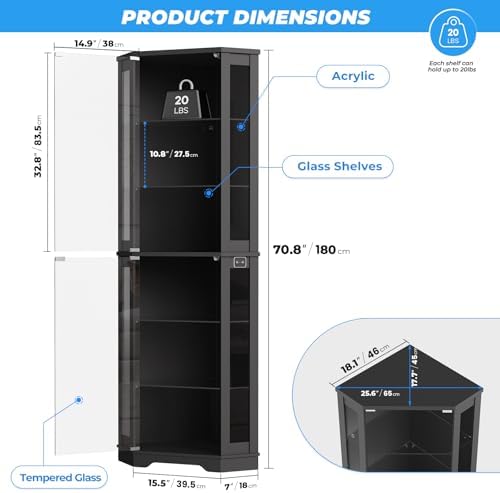 Vitrina Esquinera de 71 Pulgad - Glass Cabinet Display reseña y precio